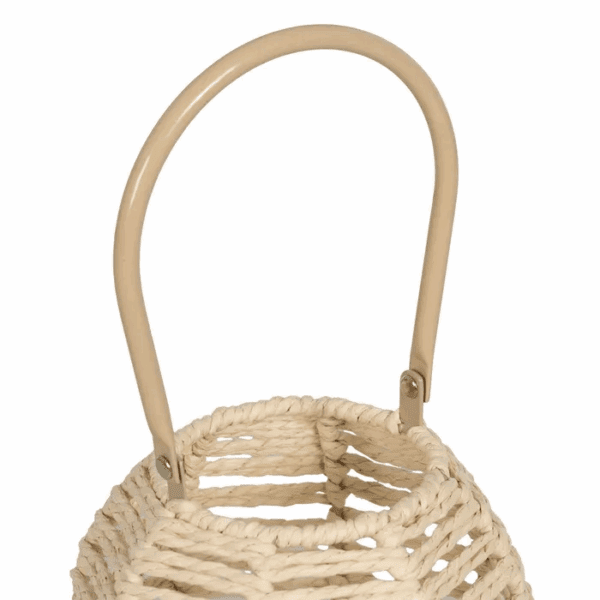 FAROL/PORTAVELA PAPEL-METAL NATURAL ALTO 20,50 CM PEQUEÑO - Imagen 5