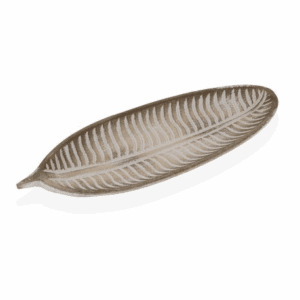 BANDEJA HOJA MADERA NATURAL-BLANCA 27 CM