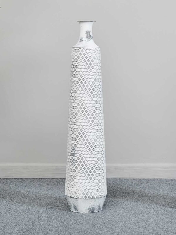 JARRÓN METAL ROMBOS BLANCO DE SUELO 20X90 CM