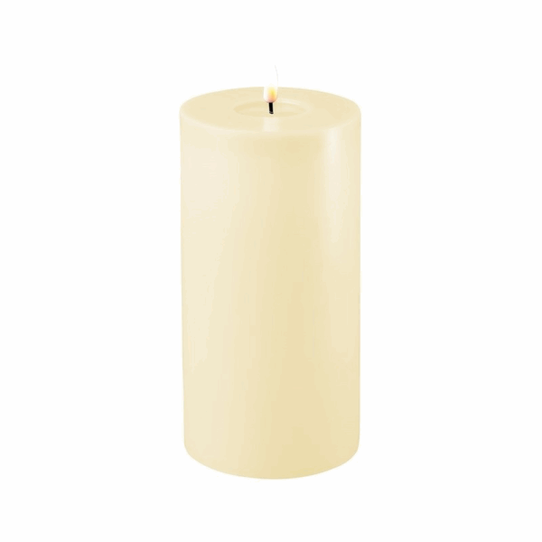 VELA LED DE CERA CON LLAMA REAL 10 X 20 CM CREAM LISA