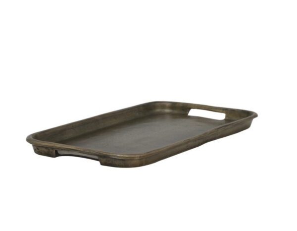 BANDEJA METAL RECTANGULAR ESQUINAS REDONDEADAS ORO ENVEJECIDO
