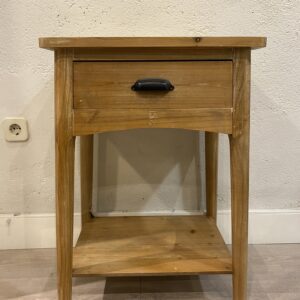 MESITA MADERA NATURAL CON BALDA 1 CAJON 48 x 34 ALTO 79 CM