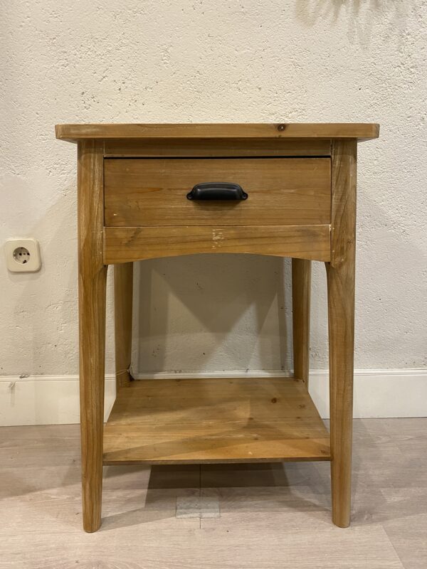 MESITA MADERA NATURAL CON BALDA 1 CAJON 48 x 34 ALTO 79 CM