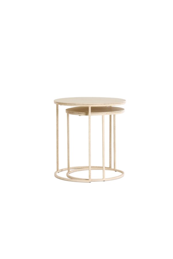 MESA CENTRO NIDO REDONDAS METAL PINTADO SET 2 UD ALTO 40/46 CM - Imagen 2