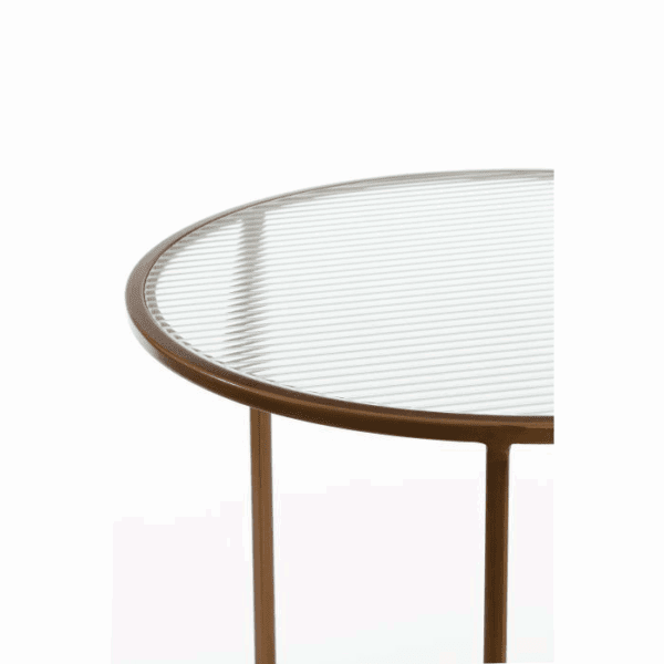 MESA CENTRO NIDO REDONDAS HIERRO CON TAPA DE CRISTAL SET 2 UD ALTO 45/52 CM - Imagen 4