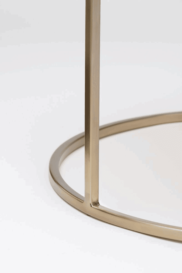 MESA CENTRO NIDO REDONDAS METAL ORO CON TAPA CRISTAL MARRÓN AHUMADO SET 2 UD ALTO 39/44 CM - Imagen 5