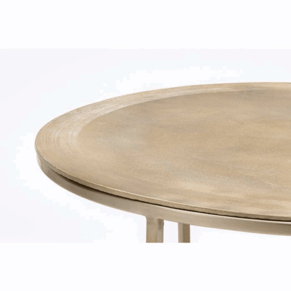 MESA CENTRO NIDO REDONDAS METAL ORO CON TAPA METAL ORO SET 2 UD ALTO 39/44 CM - Imagen 3