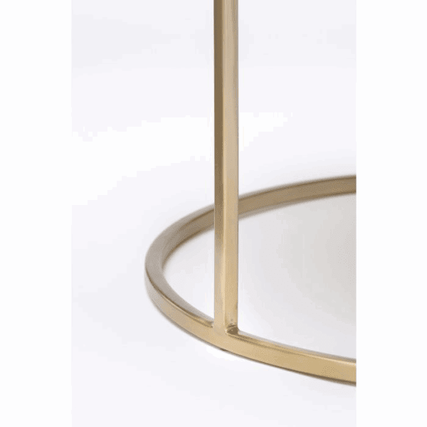MESA CENTRO NIDO REDONDAS METAL ORO CON TAPA METAL ORO SET 2 UD ALTO 39/44 CM - Imagen 5
