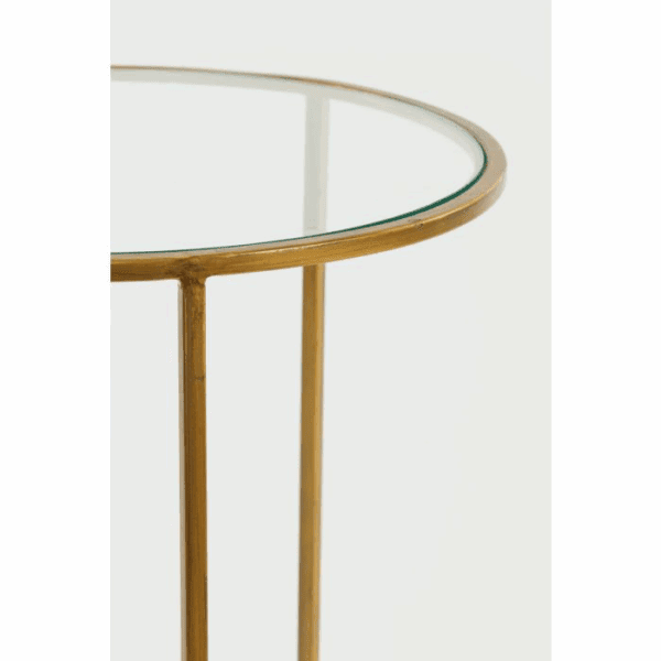 MESA CENTRO NIDO REDONDAS HIERRO CON TAPA DE CRISTAL SET 2 UD ALTO 45/52 CM - Imagen 4