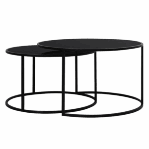 MESITAS AUXILIARES REDONDAS NEGRAS METAL SET 2 UD ALTO 39/44 CM