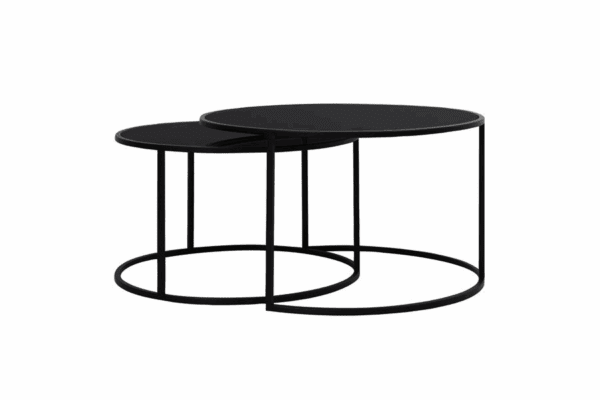 MESITAS AUXILIARES REDONDAS NEGRAS METAL SET 2 UD ALTO 39/44 CM