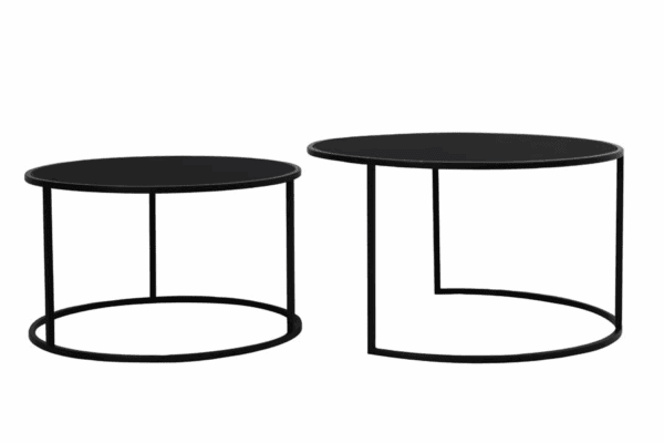 MESITAS AUXILIARES REDONDAS NEGRAS METAL SET 2 UD ALTO 39/44 CM - Imagen 2