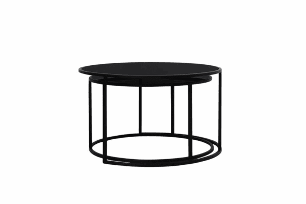 MESITAS AUXILIARES REDONDAS NEGRAS METAL SET 2 UD ALTO 39/44 CM - Imagen 3