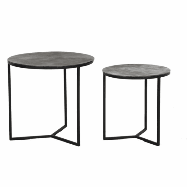MESA CENTRO NIDO REDONDAS HIERRO CON TAPA DE HIERRO BRONCE SET 2 UD ALTO 40/46 CM - Imagen 3
