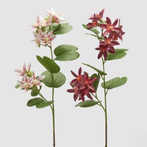 Bauhinia granate de 85 cm, flor artificial en jarrón grande